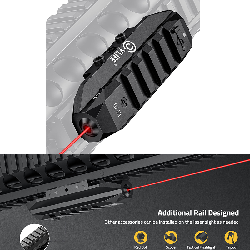 Industrial Laser Gun - CVLIFE Low Profile Laser Sight สําหรับปืนไรเฟิลยุทธวิธีชาร์จสีแดง/สีเขียวเลเซอร์