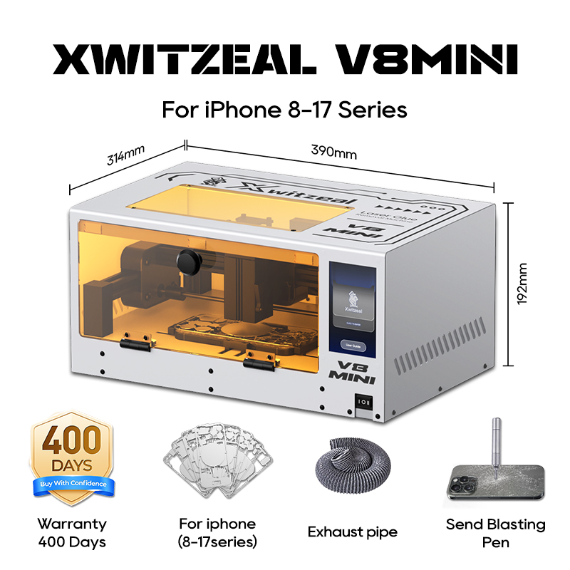Industrial Handheld Laser - เอ็กซ์ไวท์ซีล ® เครื่องกำจัดกาวเลเซอร์ V8 MINI สำหรับซ่อมกระจกด้านหลัง