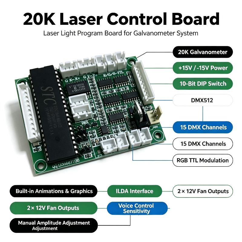 Laser Controller Board - แผงวงจรควบคุมเลเซอร์ 20K แผงโปรแกรมหลอดเลเซอร์ แผงวงจรควบคุมแสงเลเซอร์